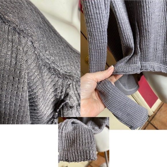 Free People Gray Waffle Henley XS 0-2 NWTS - Picture 9 of 9